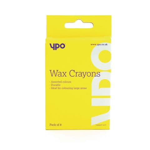 YPO Wax Crayons, 36 x 8 Assorted Colours – Pack of 288 Crayons