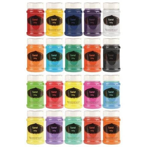 Coloured Sand 350G Shakers - Pack of 20. Assorted Colours