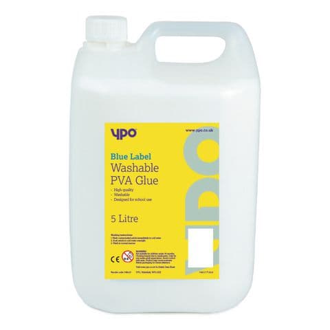 YPO Blue Label PVA Glue, Washable – 5 Litres