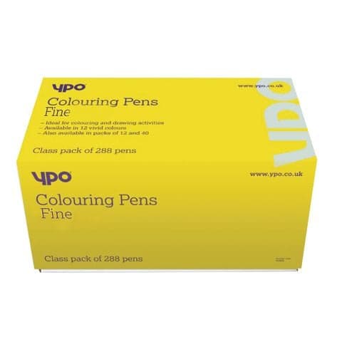YPO Fine Tip Colouring Pens, 12 Assorted Colours – Pack of 288