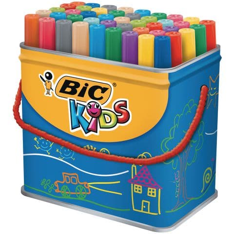 BIC Kids Visacolour XL Felt Tip Colouring Pens, Broad Tip, 12 Assorted Colours – Tub of 48