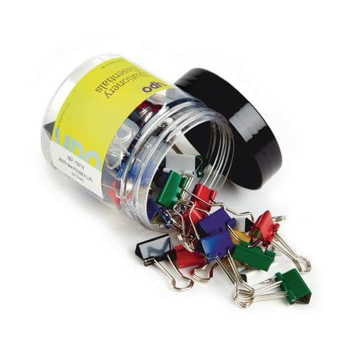YPO Foldback Clips, 19mm, Assorted Colours -Tub of 50