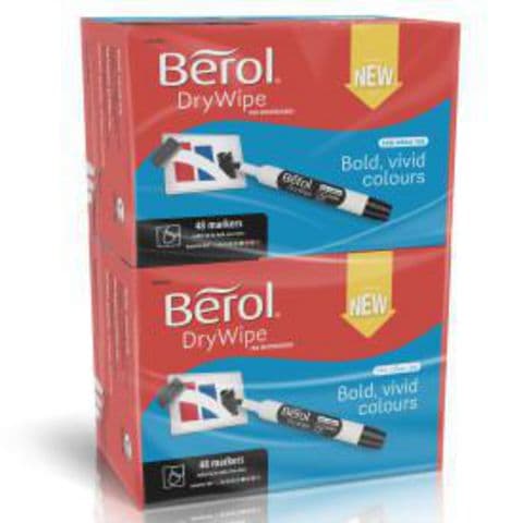 Berol Drywipe Markers, Bullet Tip, Assorted Colours - Pack of 96