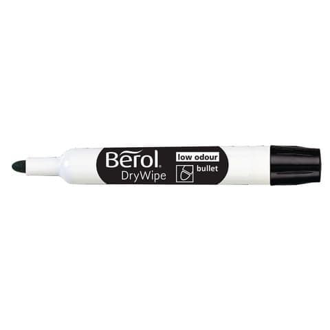 Berol Drywipe Markers, Bullet Tip, Black - Pack of 12
