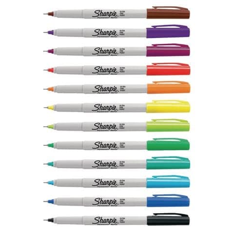 Sharpie&reg; Ultra Fine Permanent Markers, Assorted Colours – Pack of 12