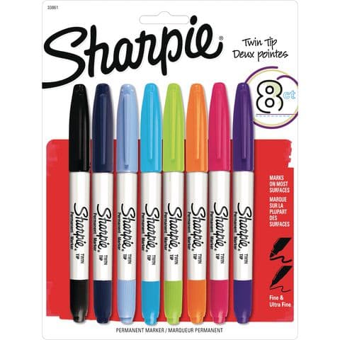 Sharpie&reg; Twin Tip Permanent Markers, Assorted Colours – Pack of 8