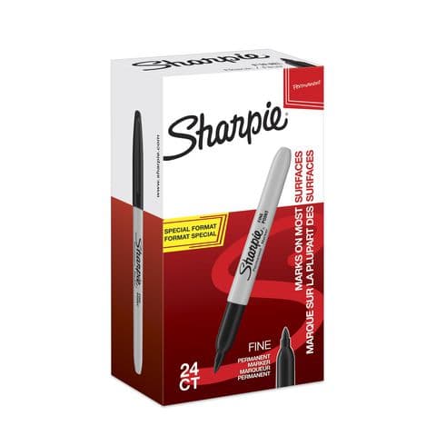 Sharpie&reg; Ultra Fine Permanent Markers, Black – Box of 24