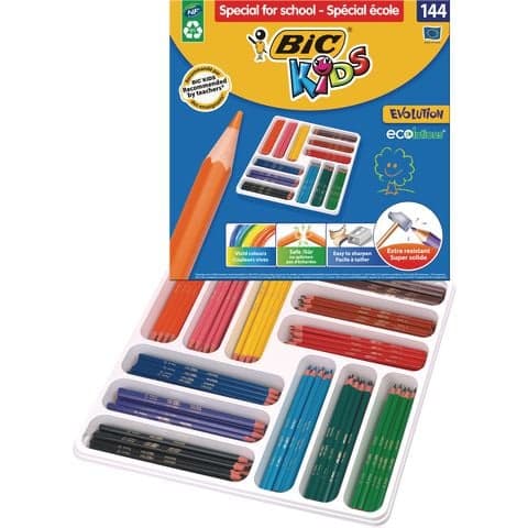 BIC&reg; Kids Evolution ECOlutions Colouring Pencils, Assorted Colours - Pack of 144