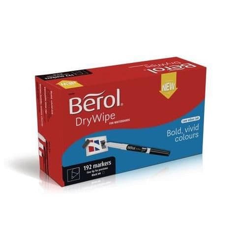 Berol Drywipe Marker Pens, Fine Tip, Black - Pack of 192