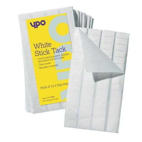 YPO White Stick Tack - Pack of 12 x 50g
