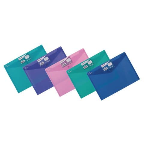 Snopake Polyfile ID Stud Wallets, A4, Assorted Electra Colours - Pack of 5