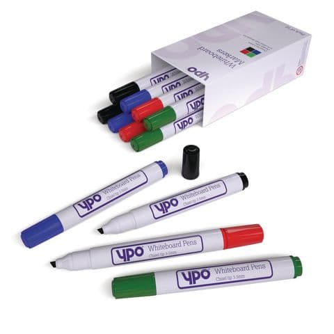 YPO Drywipe Marker Chisel Tip Assorted Pk12