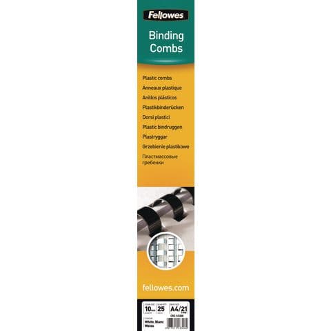 Fellowes Plastic Combs, 25mm, A4, Black - Pack of 100