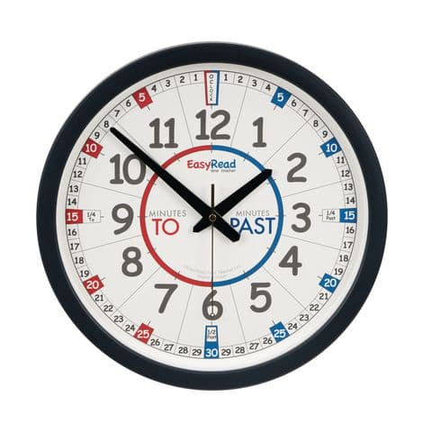 Classroom Past and To Wall Clock -  Silent, no ticking, 35cm diameter