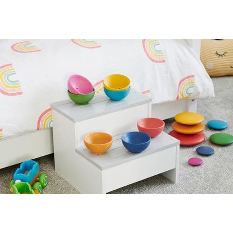 Rainbow Wooden Bowls - Pack of 7