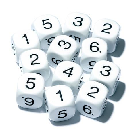 YPO Number Dice 1-6, 18mm, Pack of 12