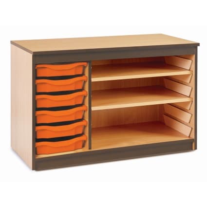 Open Tray/Shelf Storage Unit, Adjustable Shelves - with 6 Shallow Gratnells Trays