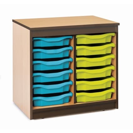 Double Column Tray Storage Unit - with 12 Shallow Gratnells Trays