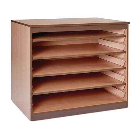 Open Paper Storage Unit, for A1 Paper, Adjustable Shelves - with 5 Shelf Tiers
