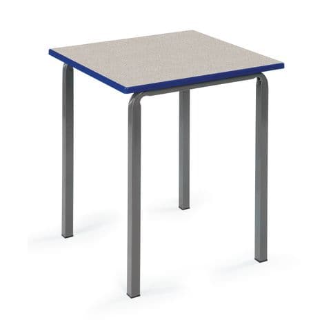 Large Square Non-Stacking Table, Ailsa, Slate Crushed Bent Steel Frame, Blue PU Edges – 710mm(H)