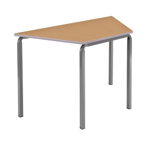 Trapezoidal Stacking Table, Beech, Slate Crushed Bent Steel Frame, Grey PU Edges – 530mm(H)