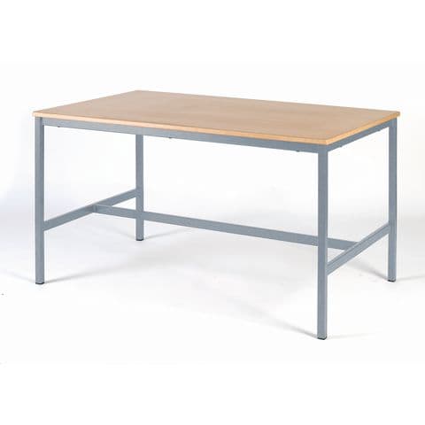 H Frame Table, 25mm Square Tube Legs, Laminate Top, Charcoal PU Edges, 850mm(H) – Medium