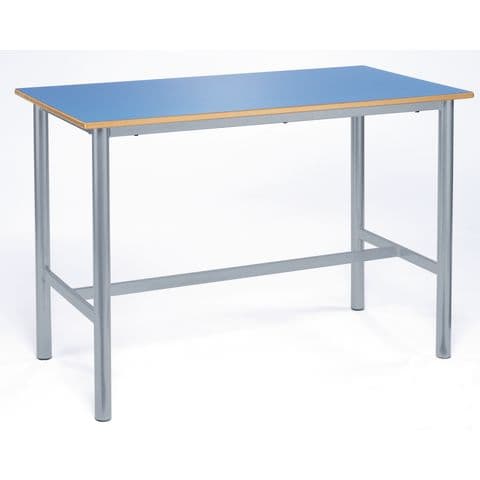 H Frame Table, 45mm Round Tube Legs, Laminate Top, Charcoal PU Edges, 900mm(H) – Medium