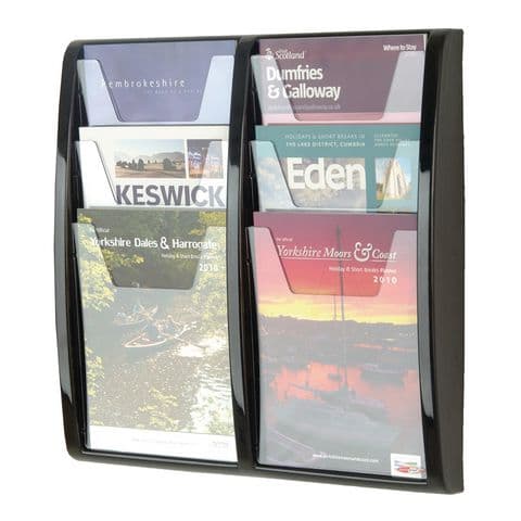 Panorama Wall Mounted Leaflet Dispensers - A4 Leaflets (6 Pockets)