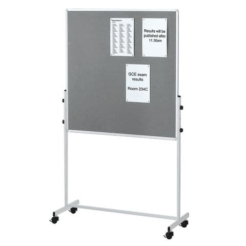 Combi Plus 3-in-1 Mobile Information Board, Grey Felt – 1000(H) x 1000mm(W)
