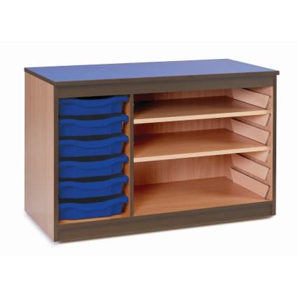 Coloured Open Tray/Shelf Unit  Beech/Blue  Adjustable Shelve