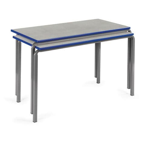 Rectangular Stacking Table, Blue Silk, Slate Crushed Bent Steel Frame, Blue PU Edges – 590mm(H)