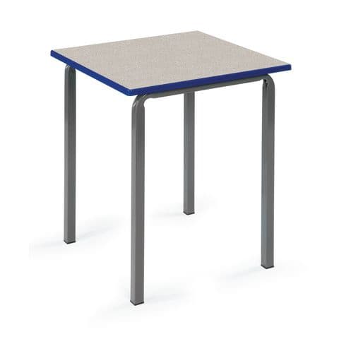 Square Non-Stacking Table, Blue Silk, Slate Crushed Bent Steel Frame, Blue PU Edges – 760mm(H)