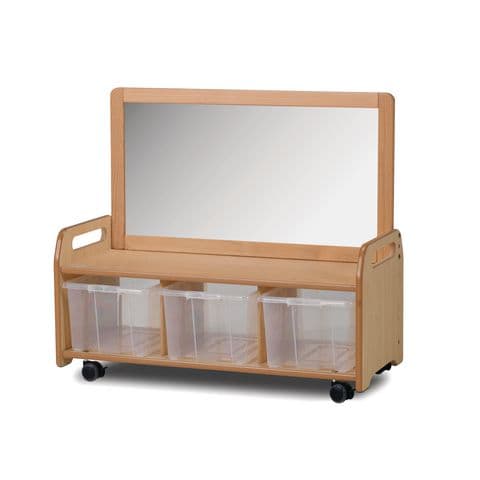 Mobile Mirror Storage Unit - 3 Clear Tubs