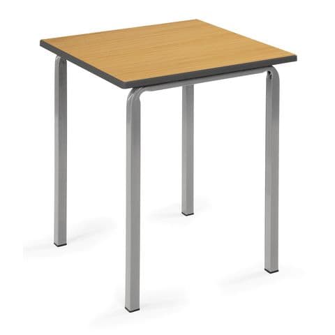 Square Stacking Table, Beech, Light Grey Crushed Bent Steel Frame, Charcoal PU Edges – 530mm(H)