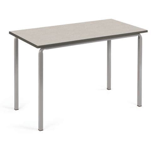 Large Rectangular Non-Stacking Table, Ailsa, Light Grey Crushed Bent Steel Frame, Charcoal PU Edges – 640mm(H)