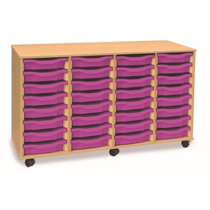 Economy Quadruple Column Tray Storage Unit - with 32 Shallow Gratnells Trays
