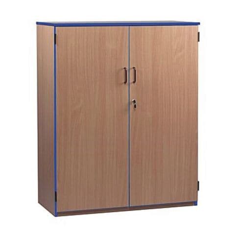 Coloured Edge Stock Cupboard, Maple/Assorted Edge Colours, Adjustable Shelves - with 4 Shelf Tiers
