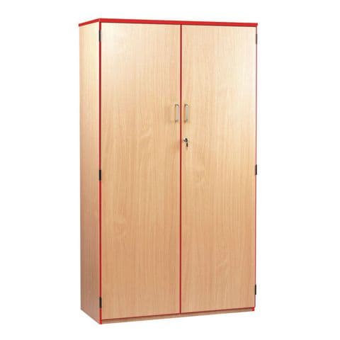 Coloured Edge Stock Cupboard, Beech/Assorted Edge Colours, Adjustable Shelves - with 6 Shelf Tiers