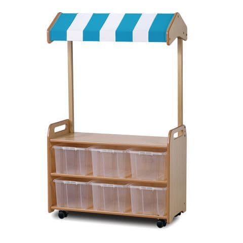 Mobile Tall Unit with Shop Canopy - with 6 Clear Tubs