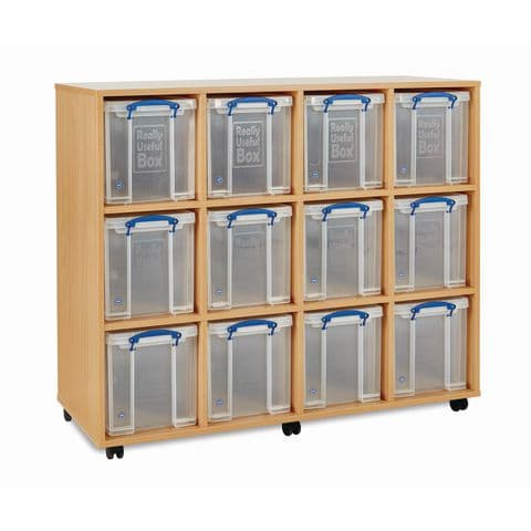 Really Useful Box Storage Unit, 12 Bays for 24L Boxes – with 12 Boxes & Lids