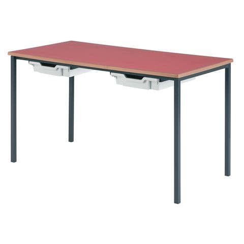 Heavy Duty Fully Welded Double Tray Table 1100W x 550D x 590mmH Choice of 2 Frame Colours with 9 x Top Colours MDF Edge and 6 Tray Colours