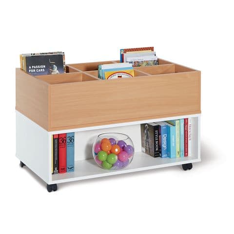 Double Sided Book Browser, Mobile - 6 Bay Kinderbox & 2 Shelves