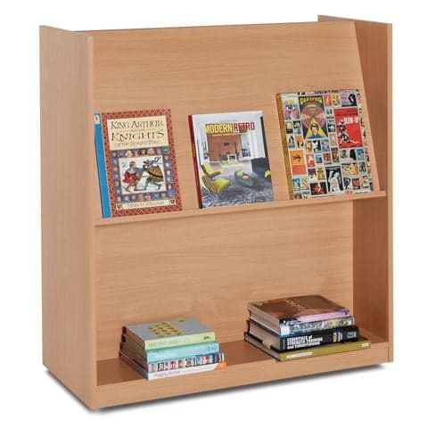 Double Sided Sloping Bookshelf, Mobile, 4 Shelves – 1115mm(H)