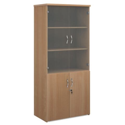Universal Combination Units with wood and glass doors - 4 shelf
