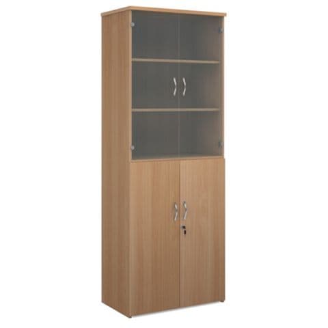 Universal Combination Units with wood and glass doors - 5 shelf
