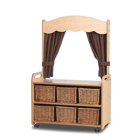 Mobile Tall Unit with Theatre add-on, Taupe Curtains - Baskets