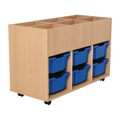 Metroplan Triple Column Tray Storage Unit with 6 Bay Kinderbox – with 6 Deep Gratnells Trays (Express Delivery)