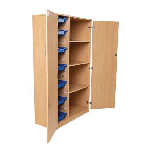 Tray/Shelf Stock Cupboard, Fixed Shelves – with 7 Shallow Gratnells Trays (Express Delivery)