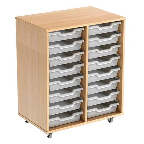 Metroplan Double Column Tray Storage Unit - with 16 Shallow Gratnells Trays