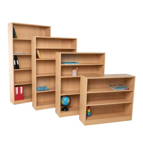 Metroplan Single Sided Bookcase, Static, Fixed Shelves – with 3 Shelf Tiers